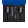 Подарочный набор 2 бокала для вина Сапфир (Sapphire) + набор для вина с электрическим штопором Сакраменто (Sacramento), в синей коробке