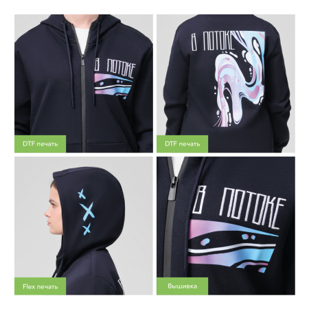 Толстовка на молнии с капюшоном MATEO темно-синяя, размер S/M