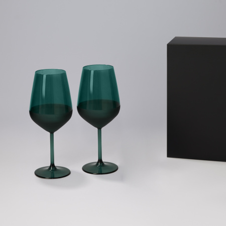 Подарочный набор 2 бокала для вина Эмеральд (Emerald) в черной коробке