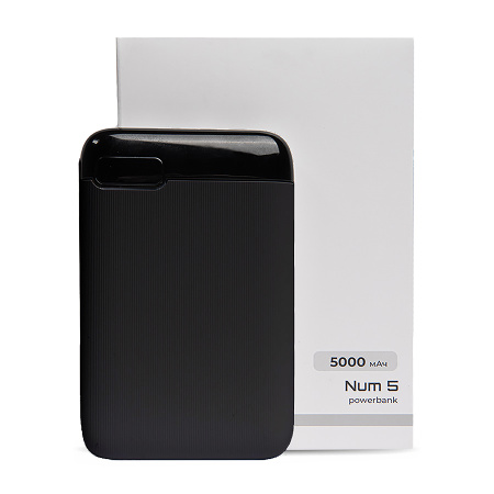 Универсальный аккумулятор Num 5 (5000 мАч), черный, 10,2х6.3х1,2 см
