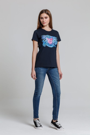 Футболка женская «Ван-Пиг», синий, размер M