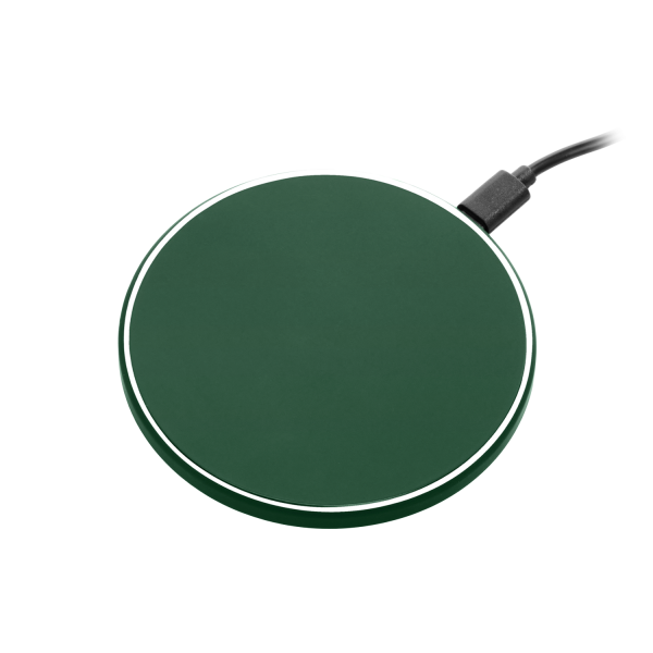 Беспроводное зарядное устройство с подсветкой 15W Auris, зеленое Беспроводное зарядное устройство с подсветкой 15W Auris, зеленое