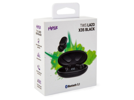 Наушники HIPER TWS Lazo X35 Black (HTW-LX35) Bluetooth 5.0 гарнитура, Черный (Р)