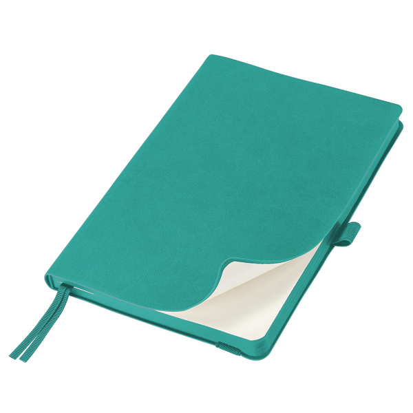 Ежедневник Flexy Line Linen А5, бирюзовый/бирюзовый, недатированный, в гибкой обложке, с резинкой и петлей для ручки