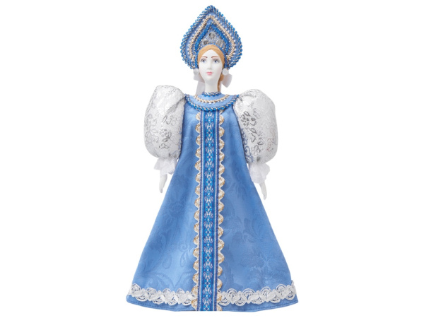 Подарочный набор: кукла фарфоровая, крем-мед, голубой