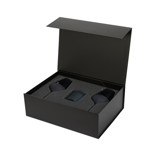 Подарочный набор свеча Enigma + 2 бокала для вина Sapphire в черной коробке