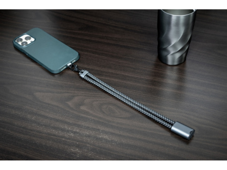 Ремешок-держатель для телефона с зарядным кабелем USB-C - USB-C Lany Wristband Charge Eco, серый