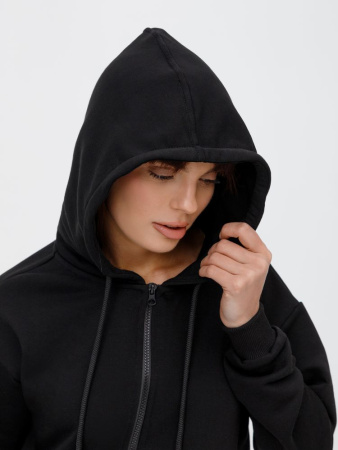 Толстовка унисекс оверсайз на молнии Zippy Terry, черная, размер XL/XXL