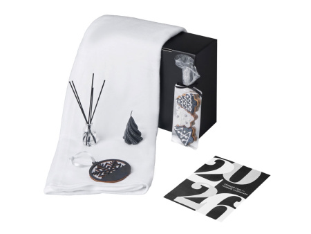 Подарочный набор с пледом, свечой и диффузором, белый