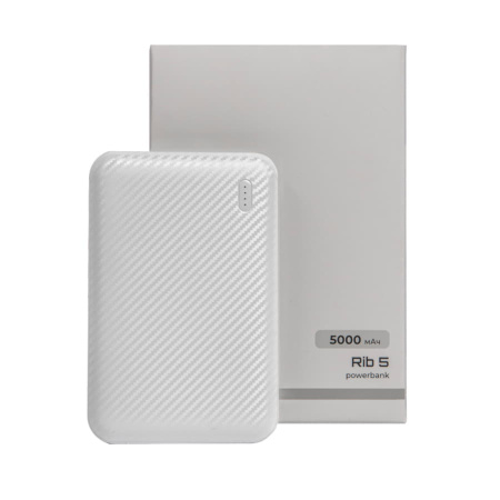 Универсальный аккумулятор Rib 5 (5000 мАч), белый, 9,8х6.3х1,4 см