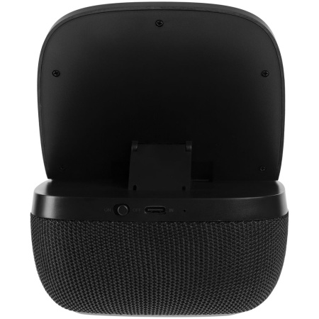 Колонка с беспроводной зарядкой Esca и подсветкой логотипа, черная Колонка с беспроводной зарядкой Esca и подсветкой логотипа, черная