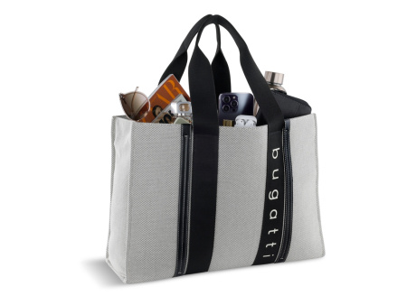 Сумка-тоут женская BUGATTI АМБРА | AMBRA, серо-черный цвет, хлопок/полиэстер, 45х14х32 см