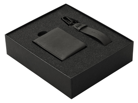 Подарочный набор Long River: кошелек, ремешок для ключей, черная коробка