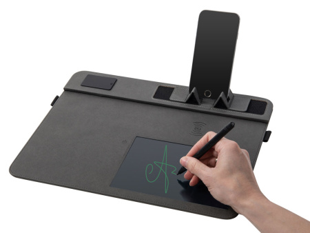 Многофункциональный коврик для мыши Multi Pad с беспроводной зарядкой и LCD экраном, 10 Вт, черный