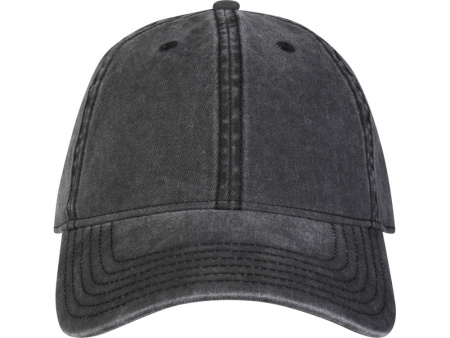 Графтон 6-панельная промытая кепка, черный