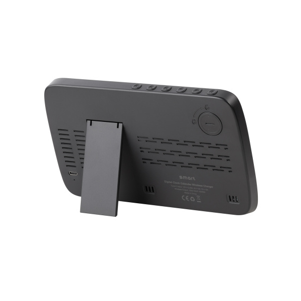 Настольные часы "Smart Screen" с беспроводным (15W) зарядным устройством, гигрометром, термометром, календарём, с подсветкой логотипа Настольные часы "Smart Screen" с беспроводным (15W) зарядным устройством, гигрометром, термометром, календарём, с подсветкой логотипа