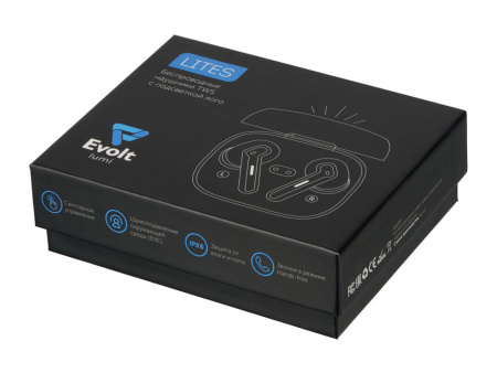 Беспроводные наушники с шумоподавлением c подсветкой лого Lites, черные (Р)