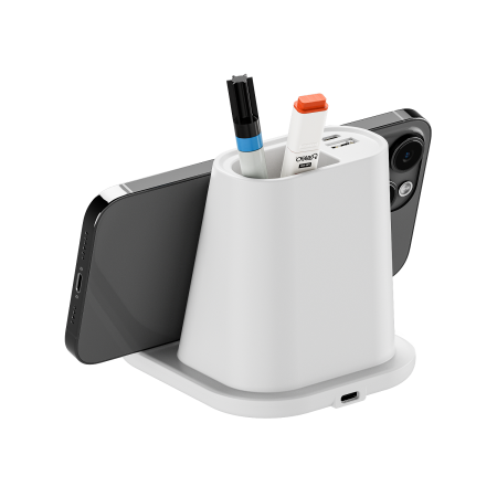 Настольный органайзер "15 Watt Fast Charge"  c беспроводной зарядкой, вентилятором и лампой, черный