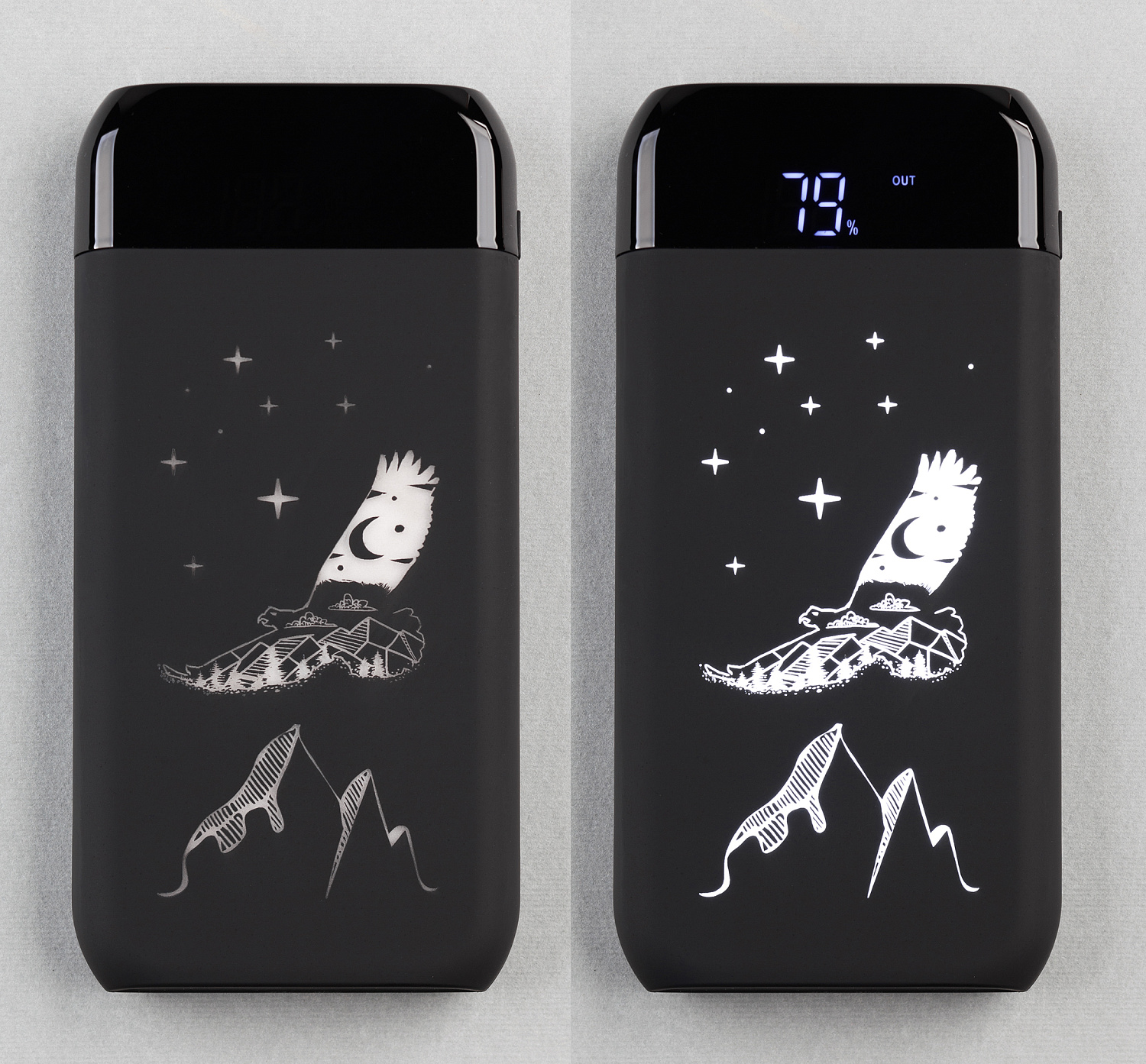 Беспроводное зарядное устройство "ShineMax SOFTTOUCH", 10000 mAh с подсветкой логотипа и цифровым индикатором заряда Беспроводное зарядное устройство "ShineMax SOFTTOUCH", 10000 mAh с подсветкой логотипа и цифровым индикатором заряда