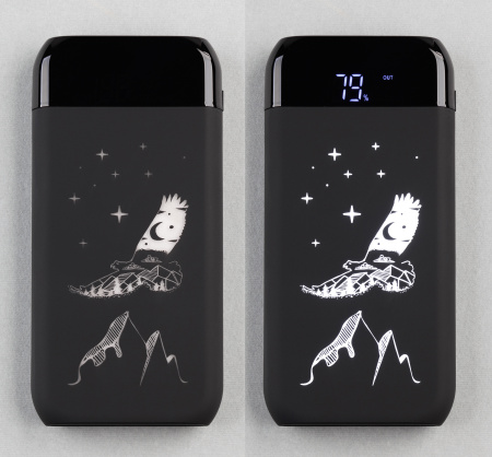 Беспроводное зарядное устройство "ShineMax SOFTTOUCH", 10000 mAh с подсветкой логотипа и цифровым индикатором заряда Беспроводное зарядное устройство "ShineMax SOFTTOUCH", 10000 mAh с подсветкой логотипа и цифровым индикатором заряда