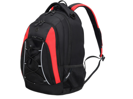 Рюкзак TORBER РАКЕТА с отделением для ноутбука 15, черный/красный, полиэстер, 33х19х45 см, 28 л