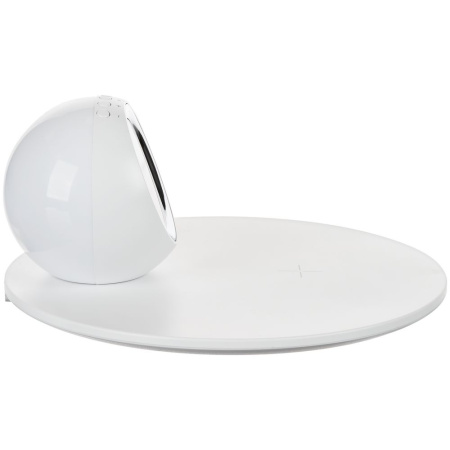 Станция беспроводной зарядки с часами и подсветкой GlobeBee, белая Станция беспроводной зарядки с часами и подсветкой GlobeBee, белая