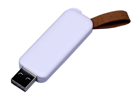 USB-флешка промо на 4 Гб прямоугольной формы, выдвижной механизм, белый