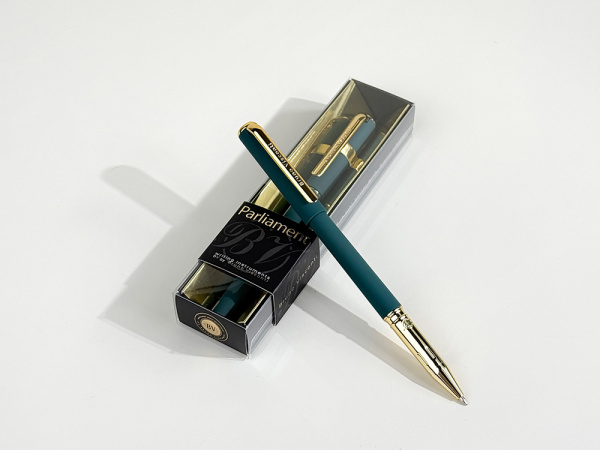 Ручка пластиковая шариковая Parliament, 0,7 мм, синие чернила, зеленый/золотистый