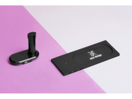 Беспроводное настольное зарядное устройство Glide с подсветкой, софт тач Беспроводное настольное зарядное устройство Glide с подсветкой, софт тач