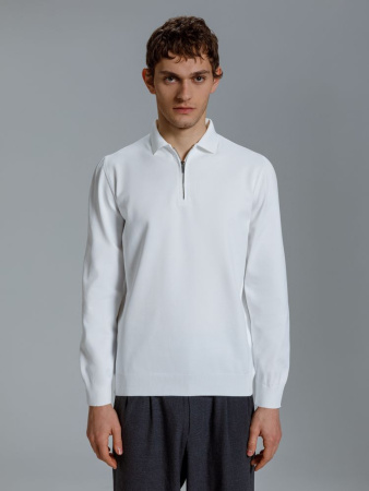 Рубашка поло мужская с длинным рукавом Terrazzo, белая, размер 2XL/3XL