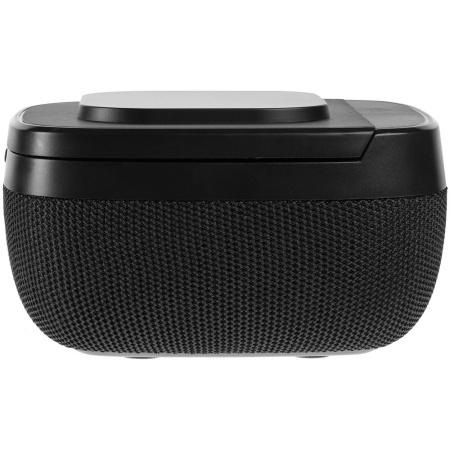 Колонка с беспроводной зарядкой Esca и подсветкой логотипа, черная Колонка с беспроводной зарядкой Esca и подсветкой логотипа, черная