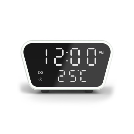 Настольные часы "Smart Clock" с беспроводным (15W) зарядным устройством, будильником и термометром Настольные часы "Smart Clock" с беспроводным (15W) зарядным устройством, будильником и термометром