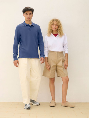 Рубашка поло унисекс с длинным рукавом Pacific LSL, белая, размер XS