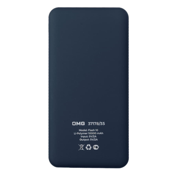 Универсальный аккумулятор Flash 10 (10000 мАч) с подсветкой и soft touch,синий,13,7х6,87х1,55 мм