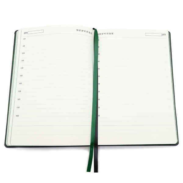 Ежедневник A5 недатированный Efemero в мягком переплёте, черный/тёмно-зеленый