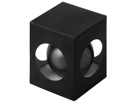 Стеклянный елочный шар Christmas bauble, черный металлик, с серебристым колпачком в черной коробке