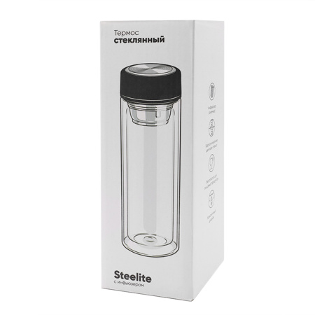 Термос стеклянный с инфьюзером Steelite, красный