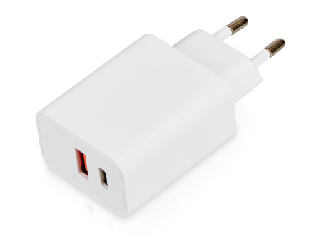 Сетевое зарядное устройство c выходами USB-A и USB-C Recharger, 10 Вт, белый