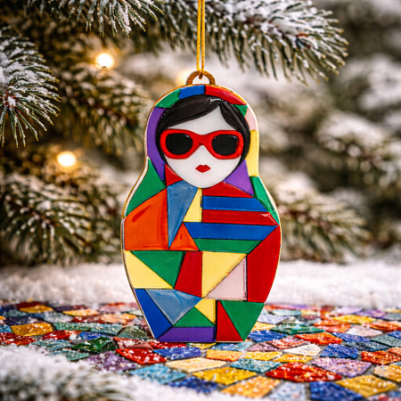 Ёлочная игрушка Матрешка с мозаикой (разноцветный)