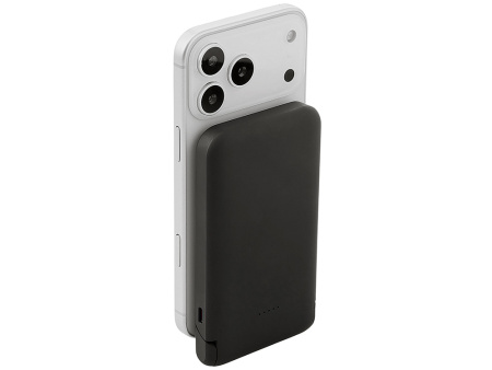 Беспроводной внешний аккумулятор с подсветкой лого и подставкой Magflash, 10000 мАч, 15 Вт, черный