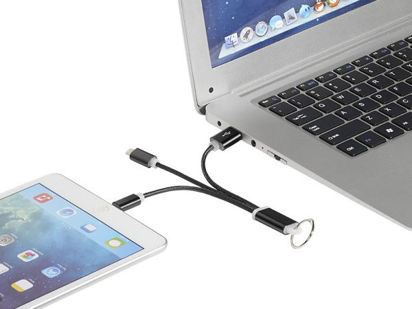 Кабель для зарядки Metal 3-в-1 с брелоком, черный Кабель для зарядки Metal 3-в-1 с брелоком, черный