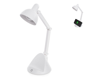 Настольный светильник с функцией беспроводной зарядки «Bendy» (белый) Настольный светильник с функцией беспроводной зарядки «Bendy» (белый)