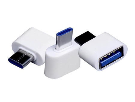 Универсальный адаптер USB Type-C папа Type-A мама, белый