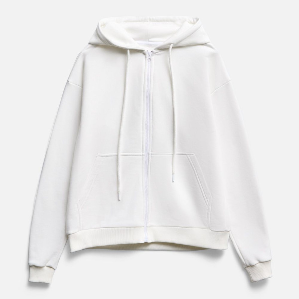 Толстовка унисекс оверсайз на молнии Zippy Terry, белая, размер XS/S