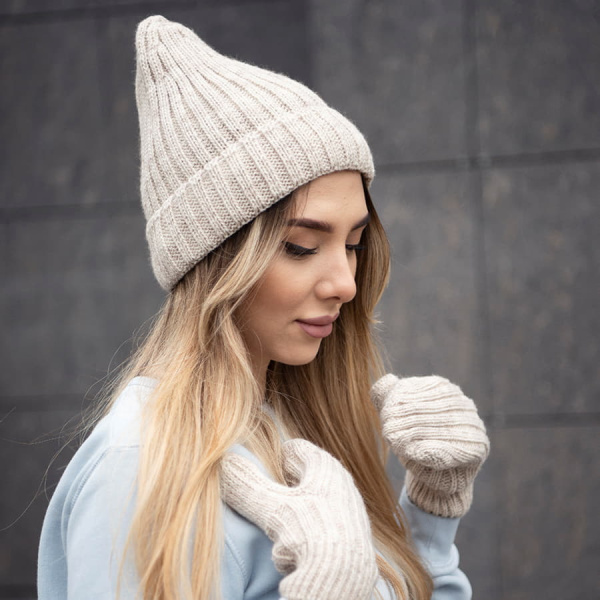 Шапка бини вязаная НАСВЯЗИ©  шерсть/ акрил