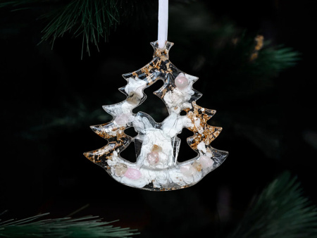 Елочные игрушки ( Снегирь+ Олень+ Ель) Розовый кварц