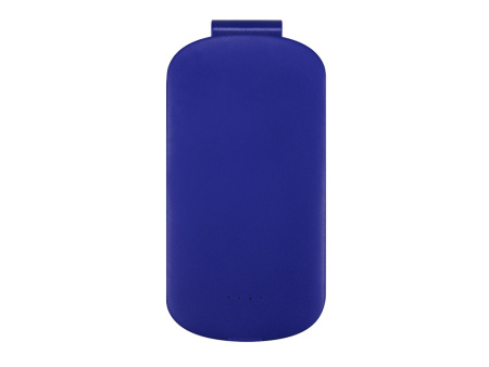 Портативное зарядное устройство Pin на 4000 mAh с большой площадью нанесения и клипом для крепления к одежде или сумке, синий