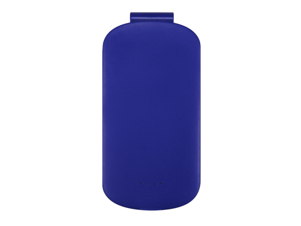 Портативное зарядное устройство Pin на 4000 mAh с большой площадью нанесения и клипом для крепления к одежде или сумке, синий