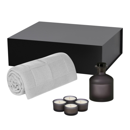 Подарочный набор Sento, Cella Soft, серый (свеча, диффузор, плед)