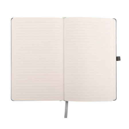 Бизнес-блокнот "Justy", 130*210 мм, серый, твердая обложка,  резинка 7 мм, блок-линейка